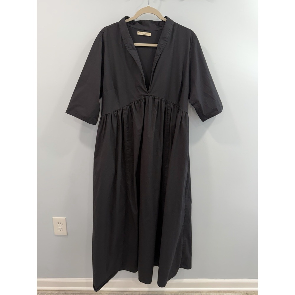 Wayward Fancies Eshakti Black Cotton Maxi Dress XL 18 V Neck Tiered Old Money